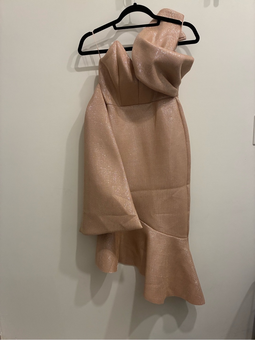 ASOS strapless Shimmery Blush Midi Dress